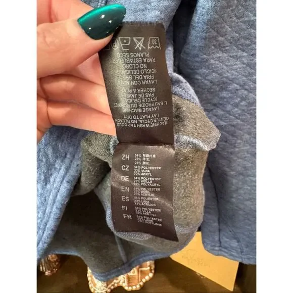 Kuhl Athena Blue Cowl Neck Kangaroo Pouch Pullover Sweater Top Size Medium - Picture 6 of 7